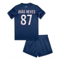 Stroje piłkarskie Paris Saint-Germain Joao Neves #87 Koszulka Podstawowej dla dzieci 2024-25 Krótki Rękaw (+ szorty)